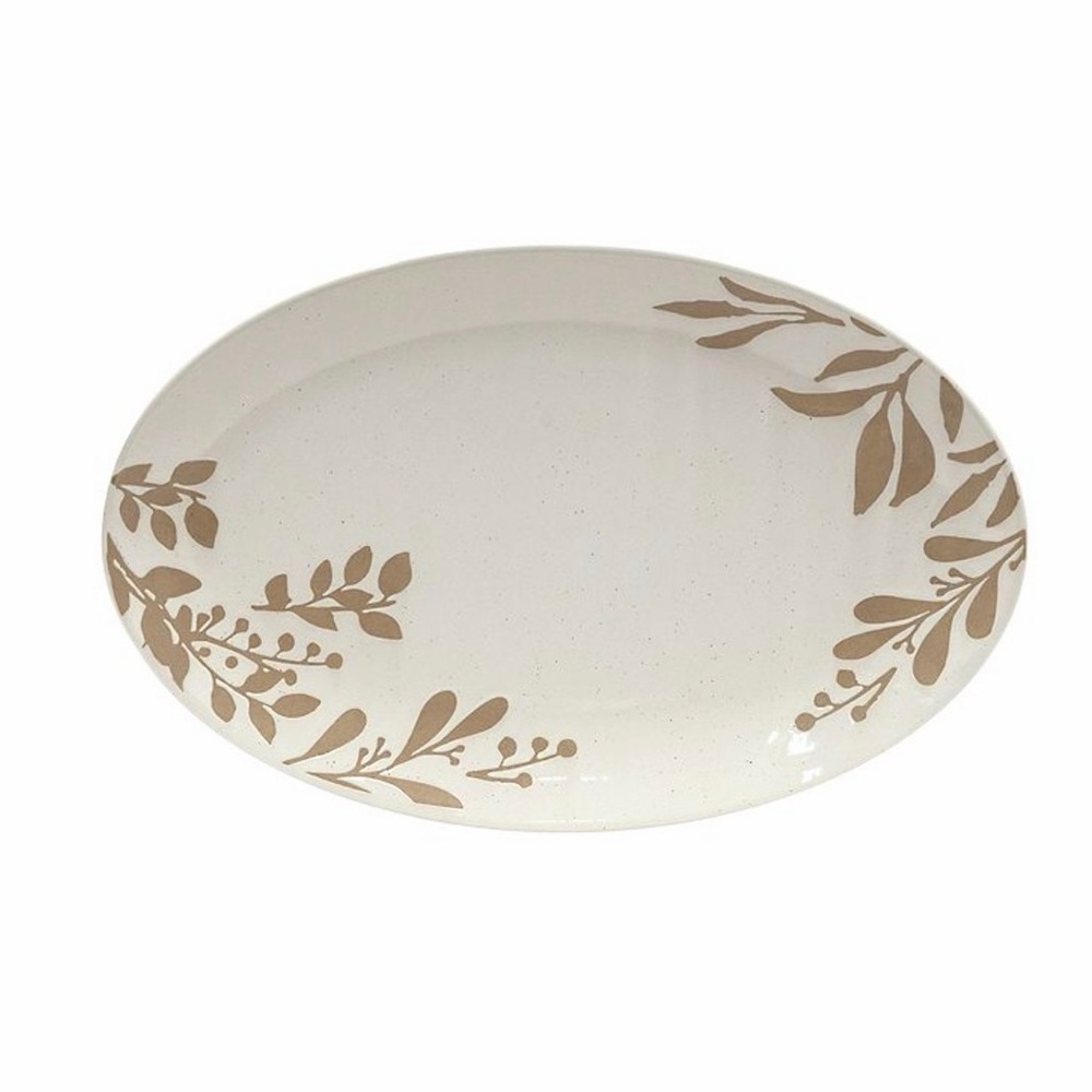 NWT Mingle & Co. Botanical Nature Stoneware Serving Tray
